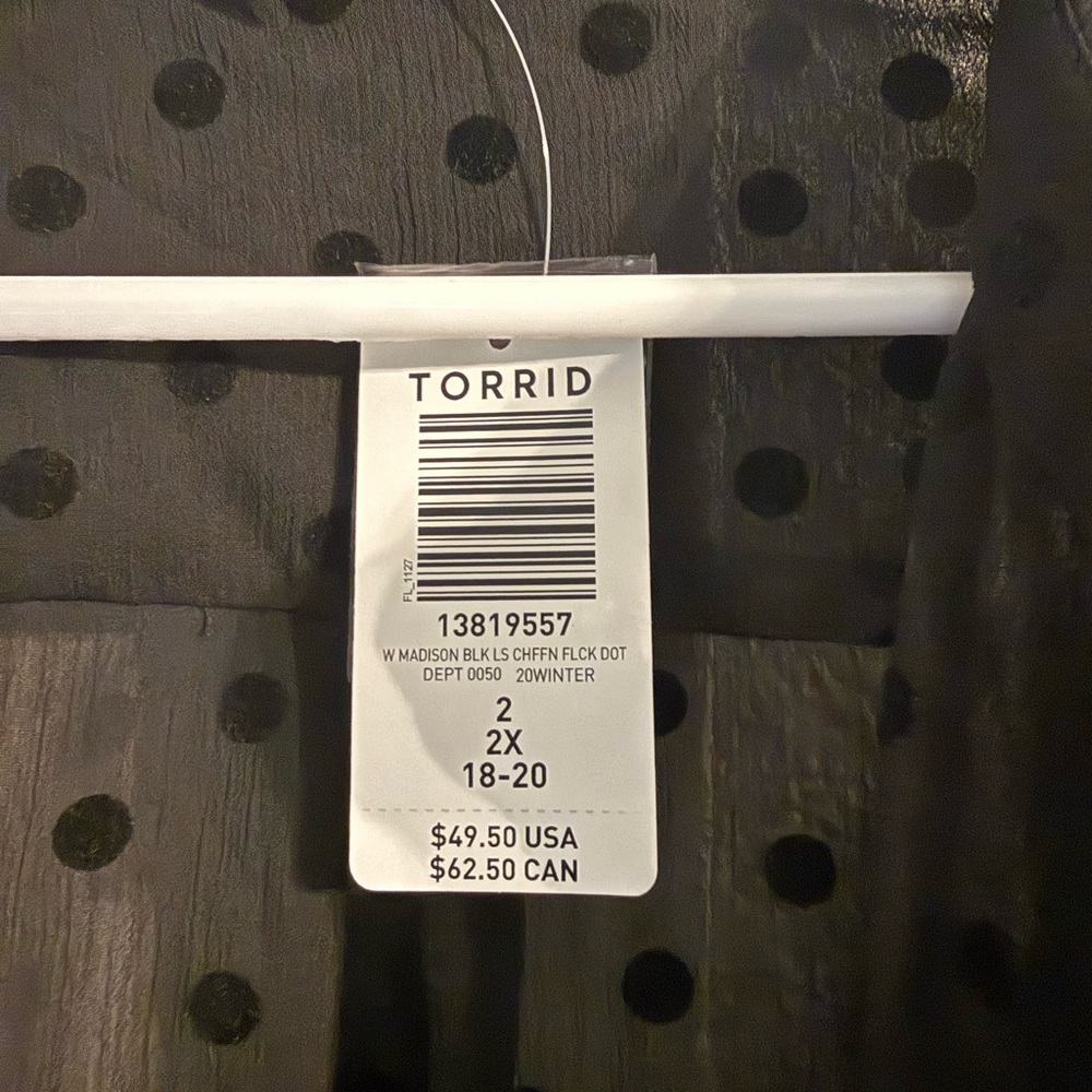 Torrid Black Sheer Polka Dot Blouse - Picture 3 of 6
